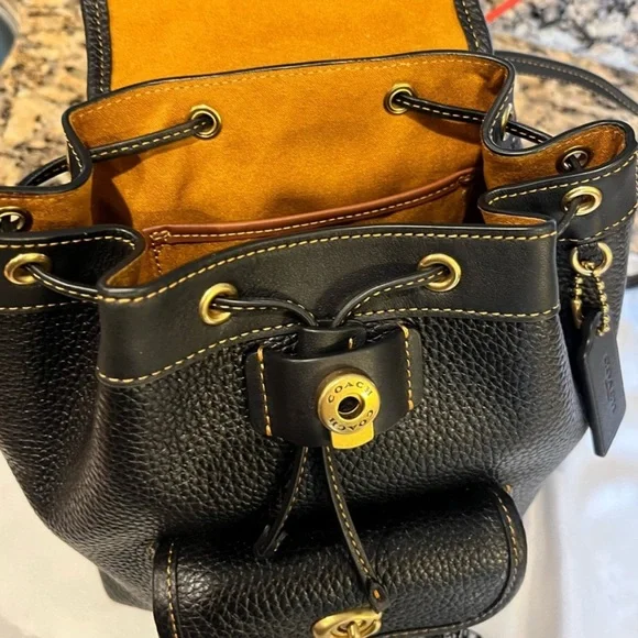 Coach Riya Black Backpack 21 with tea rose (no hang tag) - Picture 4 of 5